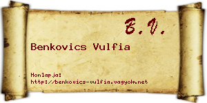 Benkovics Vulfia névjegykártya